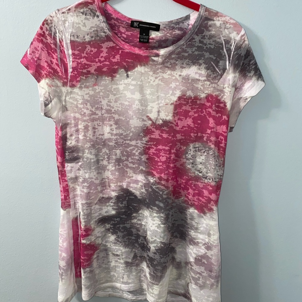 INC Pink & Grey Multicolored Top